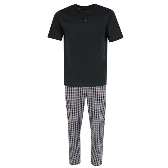 Ten West Apparel Men's Henley Short Sleeve and Plaid Pajama Pant Set - Picture 1 of 3